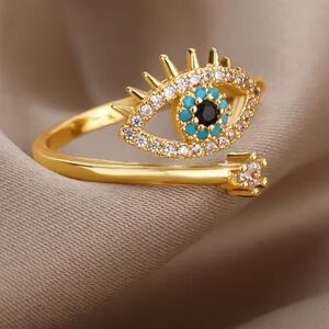 Evil Eye Adjustable Ring for Good Energy and Protection